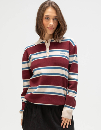 RHYTHM Siglo Knit Womens Long Sleeve Polo Shirt Primary Image