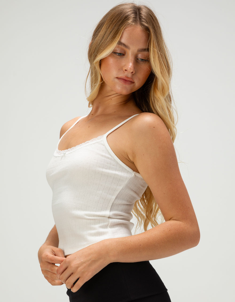 BOZZOLO Lace Trim Bow Womens Tank Top image number 2