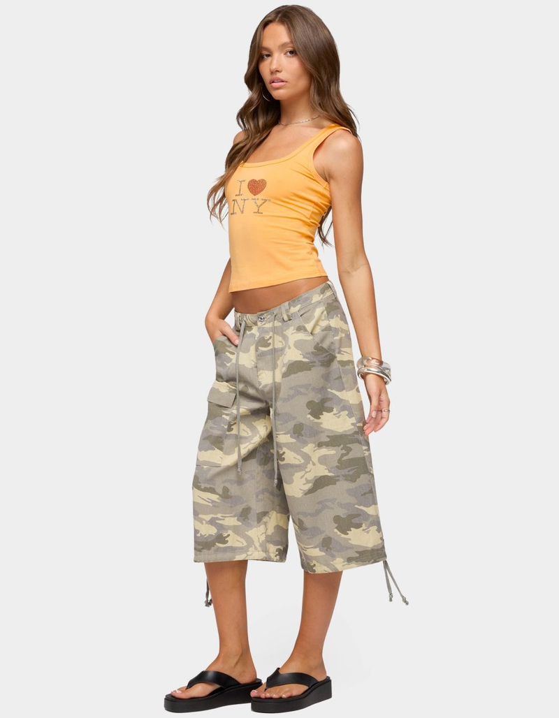 EDIKTED Camo Cargo Bermuda Shorts image number 3