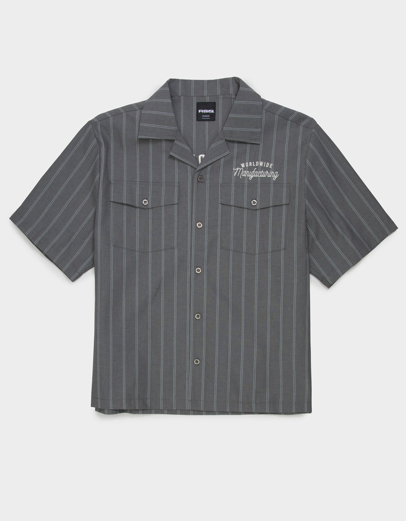 RSQ Mens Embroidered Stripe Button Up Shirt image number 1