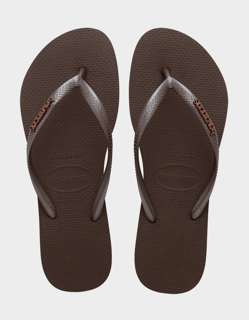 HAVAIANAS Slim Logo Metallic Womens Flip Flops image number 0