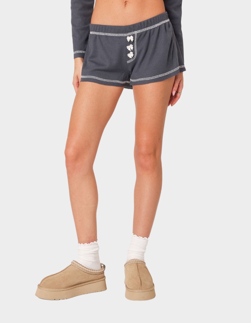 EDIKTED Peoni Waffle Shorts image number 0