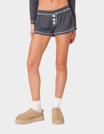 EDIKTED Peoni Waffle Shorts Primary Image