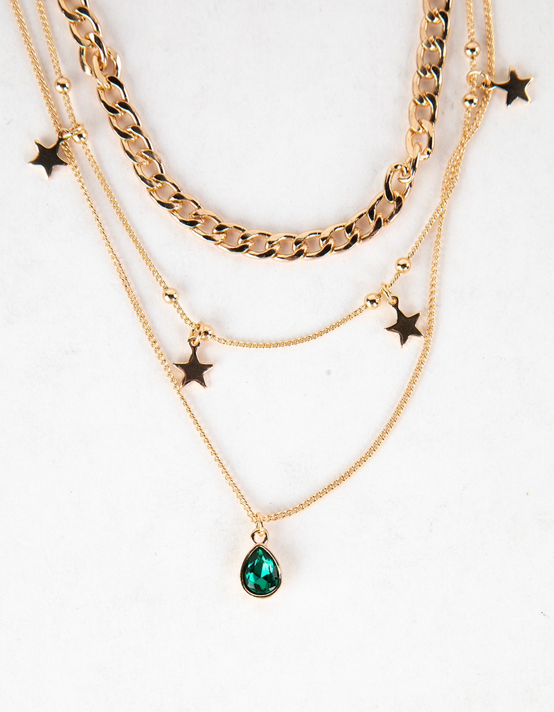 FULL TILT Layered Cuban Link Star Charm Necklace image number 1