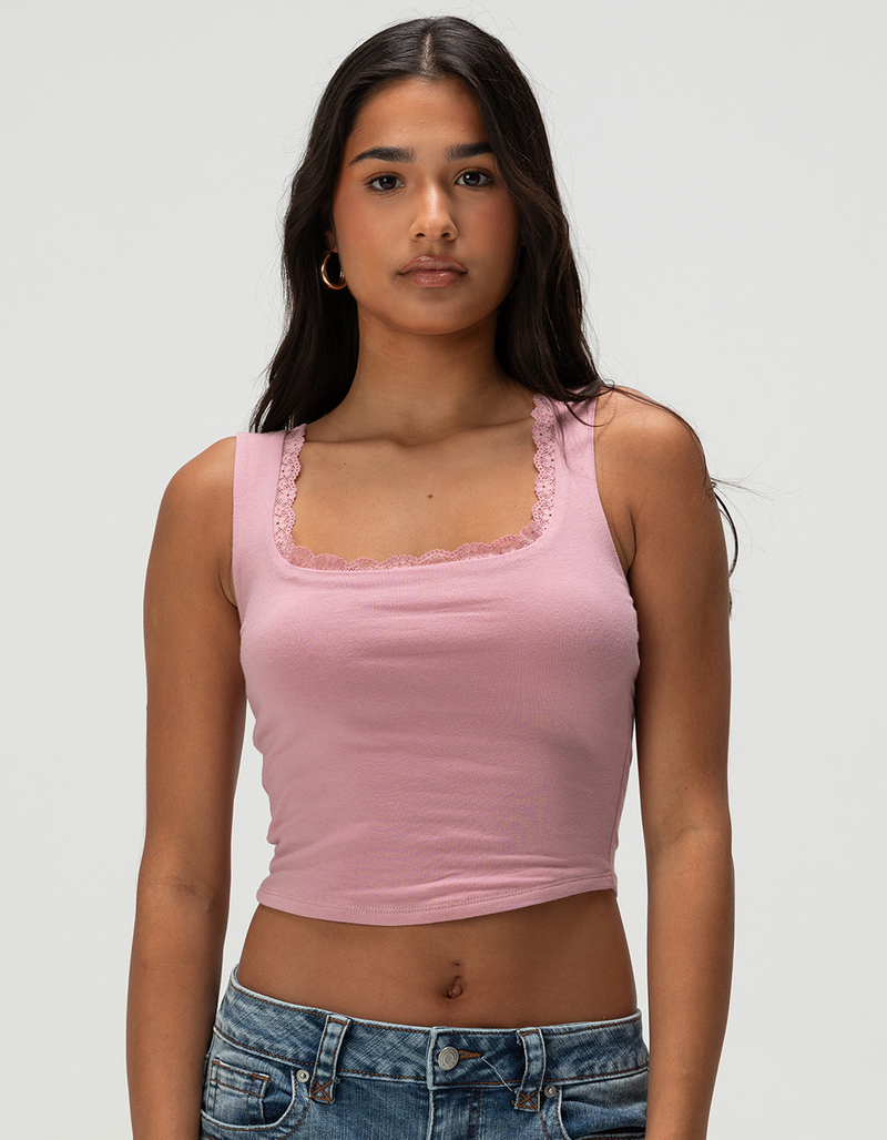 BOZZOLO Womens Lace Trim Square Neck Top image number 0