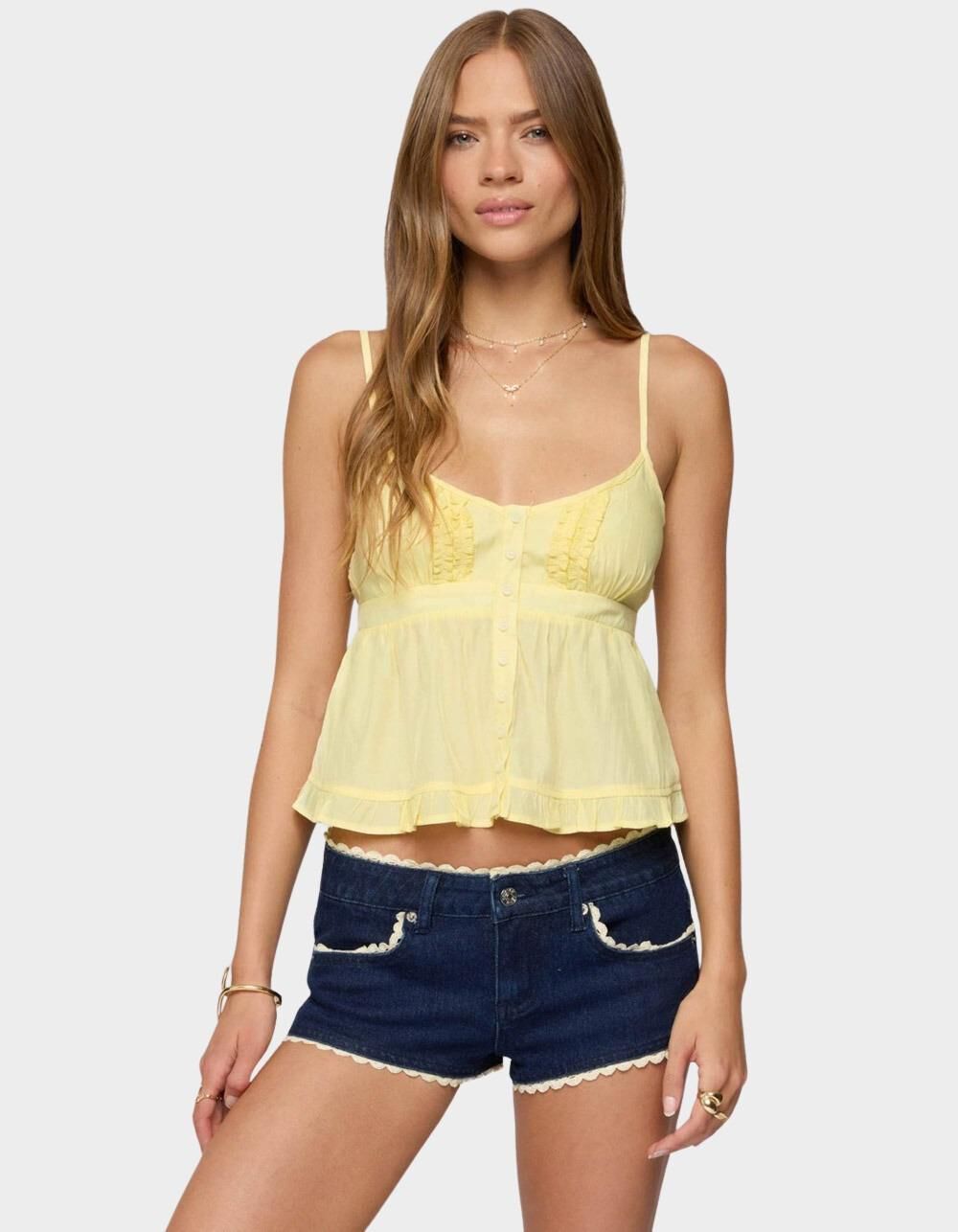 EDIKTED Halsey Ruffle Tank Top - YELLOW | Tillys