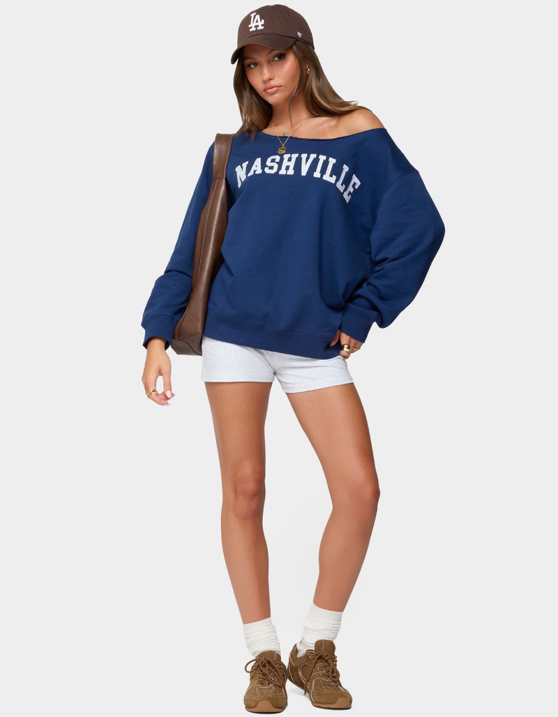 EDIKTED Nashville Oversized Wide Neck Sweatshirt image number 4