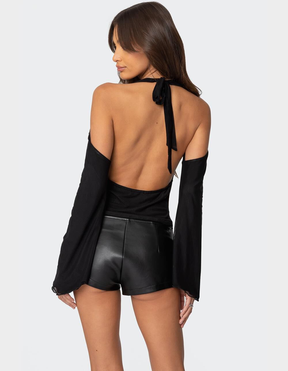 EDIKTED Open Shoulder Cowl Neck Top - BLACK | Tillys
