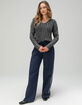 RSQ Womens Washed Cable Knit V-Neck Sweater image number 2