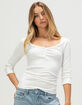 RSQ Womens 3/4 Sleeve Henley Top image number 5