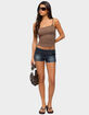 EDIKTED Kelce Belt Stretchy Denim Micro Shorts image number 5