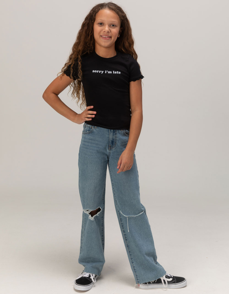 FULL TILT Sorry I'm Late Lace Girls Tee image number 2