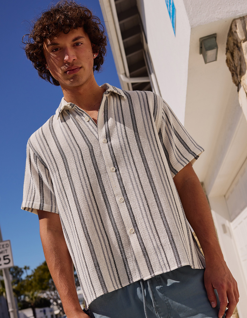 RSQ Mens Textured Stripe Button Up Shirt image number 0