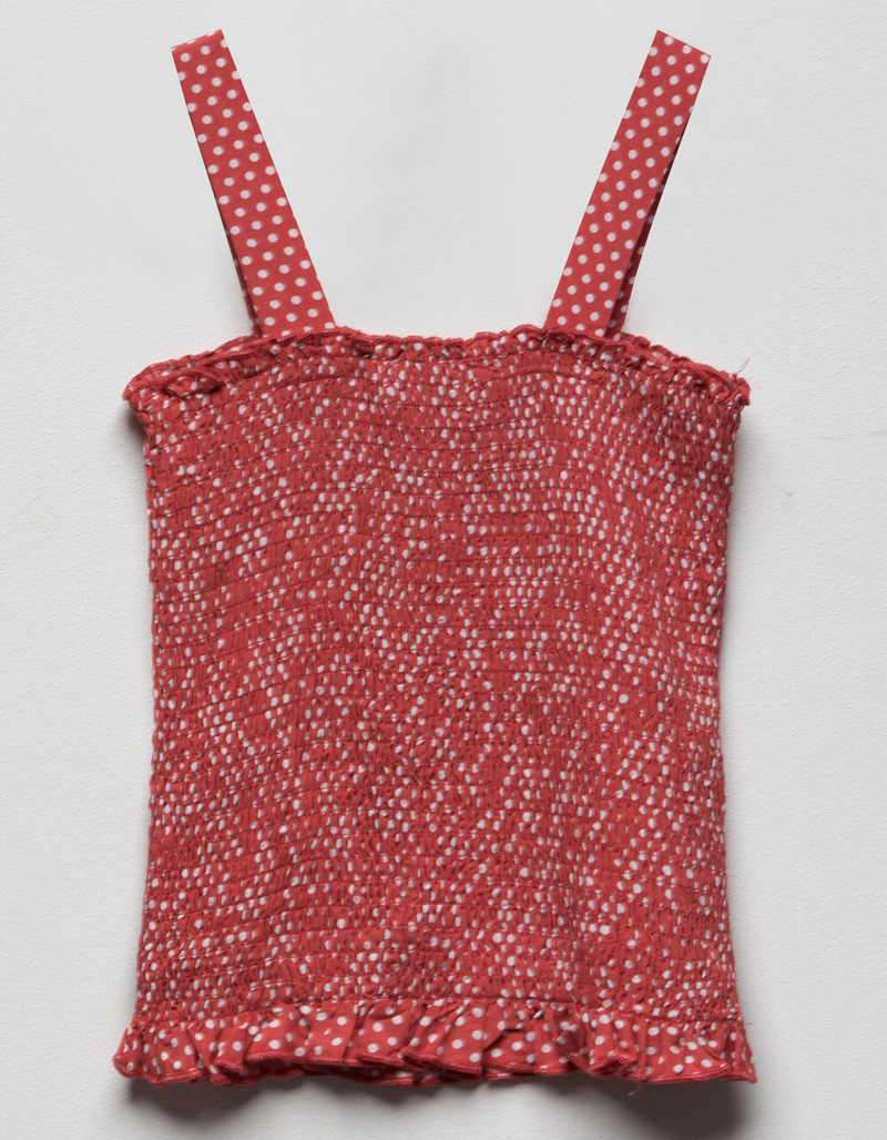WHITE FAWN Smocked Polka Dot Girls Tank Top image number 0