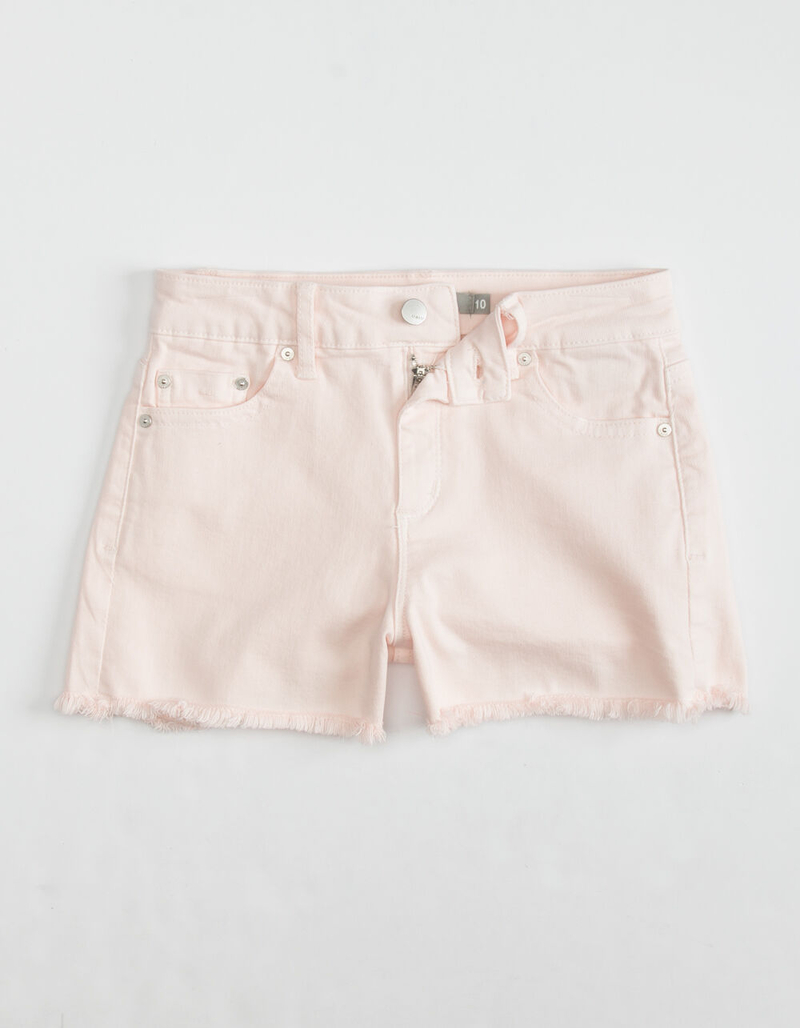 TRACTR 5 Pocket Frayed Hem Girls Light Pink Shorts image number 0
