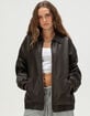 RSQ Womens Oversized Faux Leather Bomber Jacket image number 1