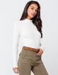 IVY & MAIN Mock Neck Ivory Womens Pointelle Knit Top image number 3