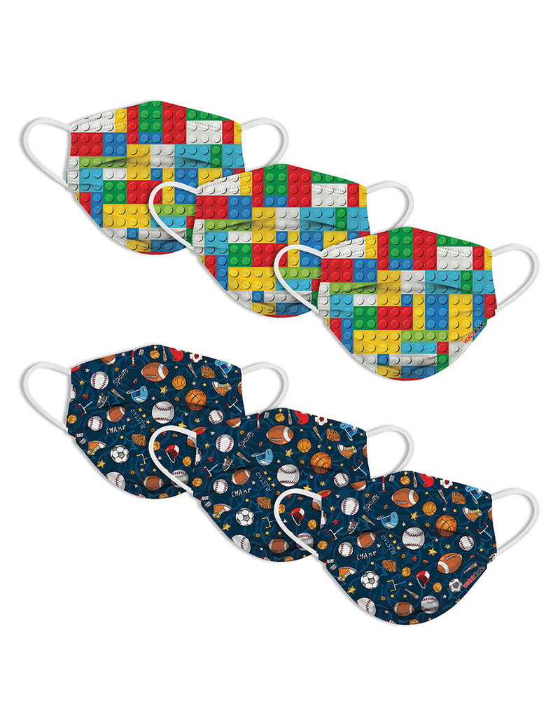 6 Pack Sports/Build Up Kids Fashion Face Masks image number 0