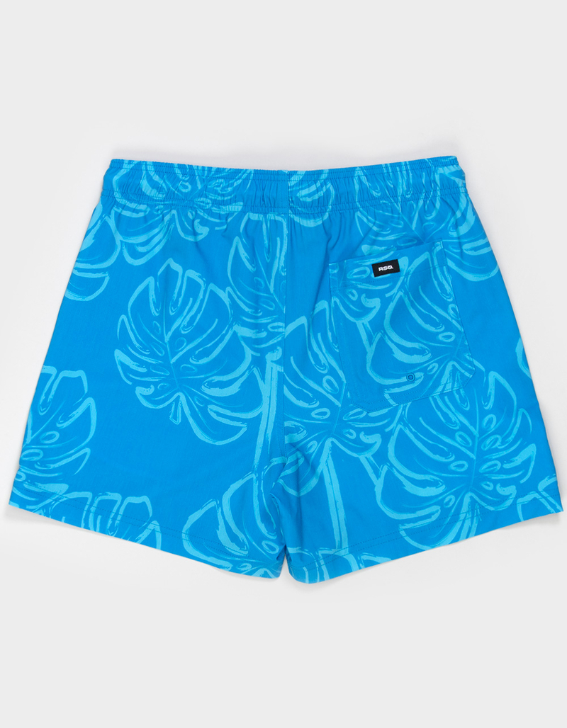 RSQ Mens Trop Leaves Swim Shorts - MEDIUM BLUE