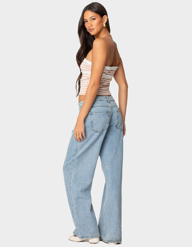 EDIKTED Striped Eyelet Trim Tube Top image number 4