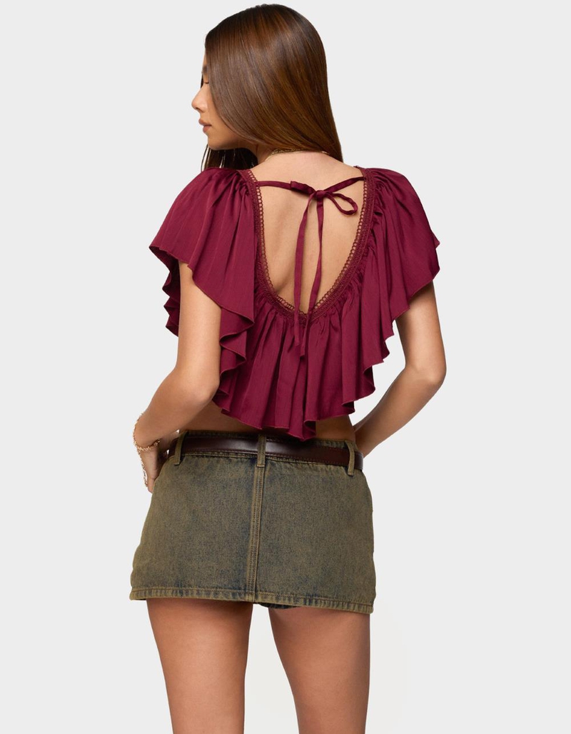 EDIKTED Deena Ruffled V-Neck Top image number 2