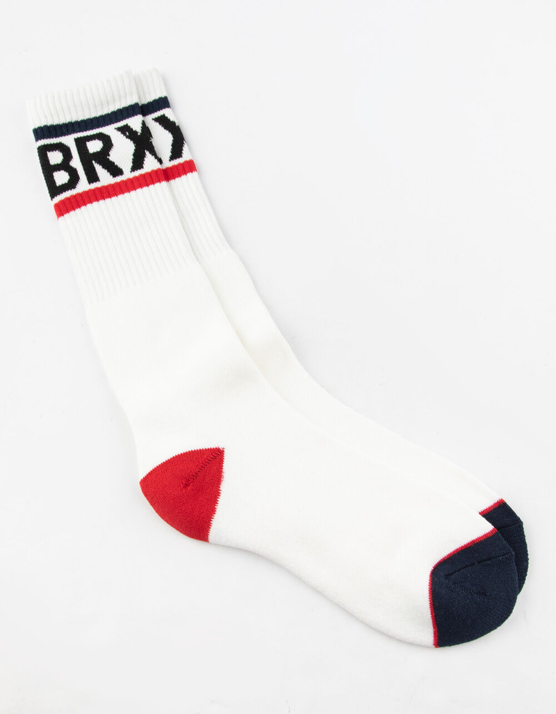 BRIXTON Wood Stock White Mens Crew Socks image number 0