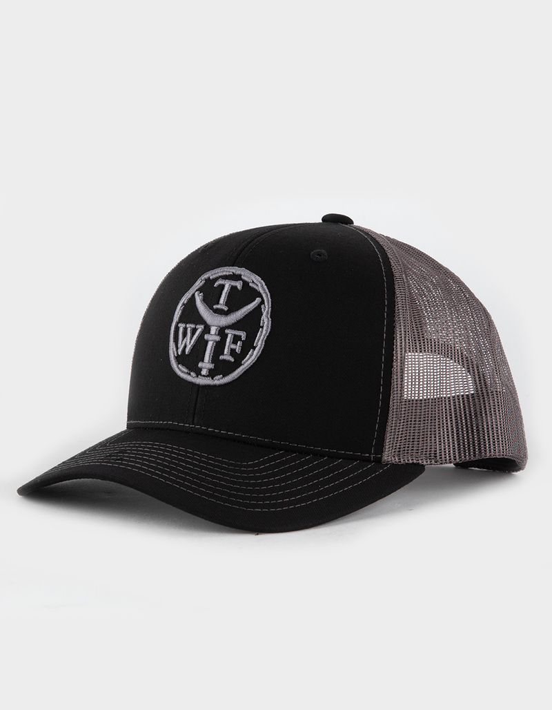 WHAT THE FIN 3D Trade Stamp Mens Trucker Hat image number 0