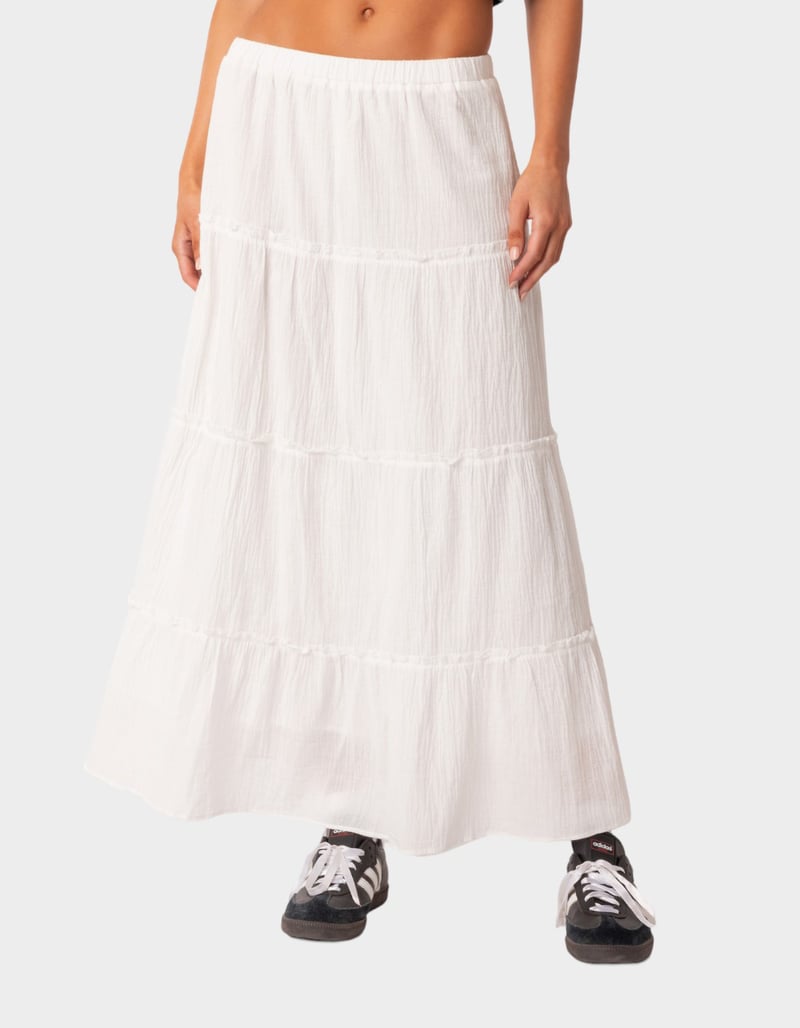 EDIKTED Charlotte Tiered Womens Maxi Skirt - WHITE | Tillys