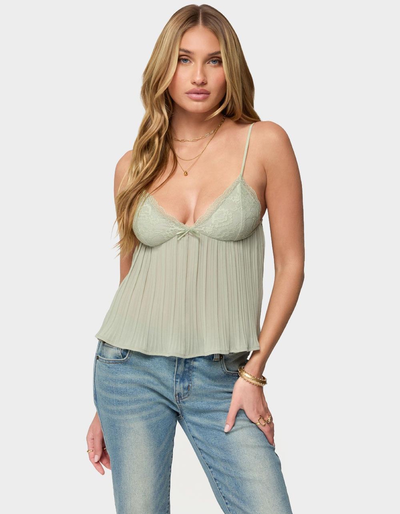 EDIKTED Rhian Lacey Pleated Babydoll Top image number 0