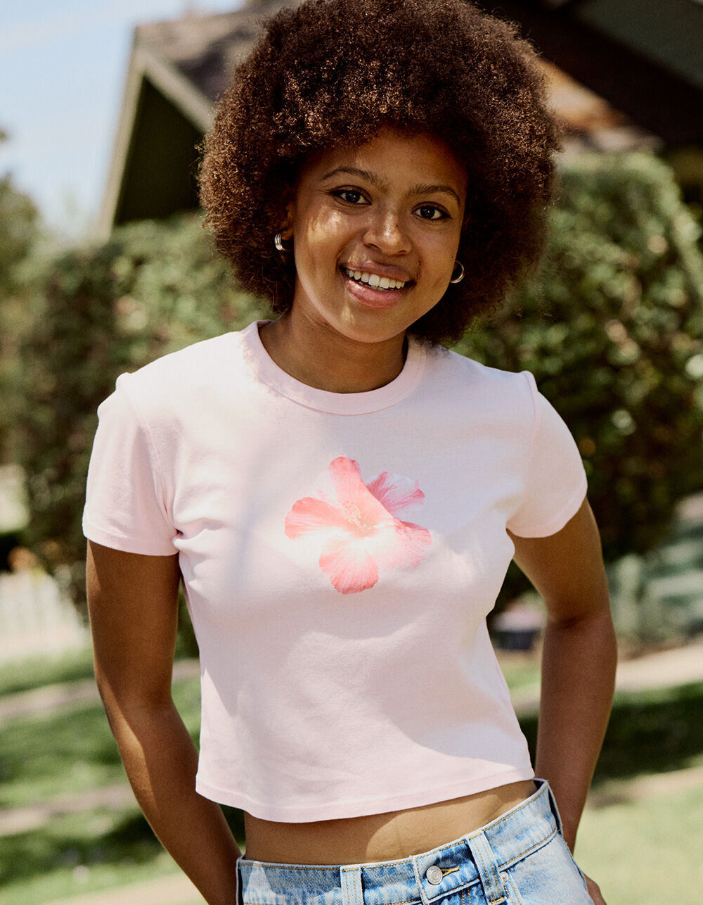 FULL TILT Hibiscus Womens Baby Tee - PINK | Tillys