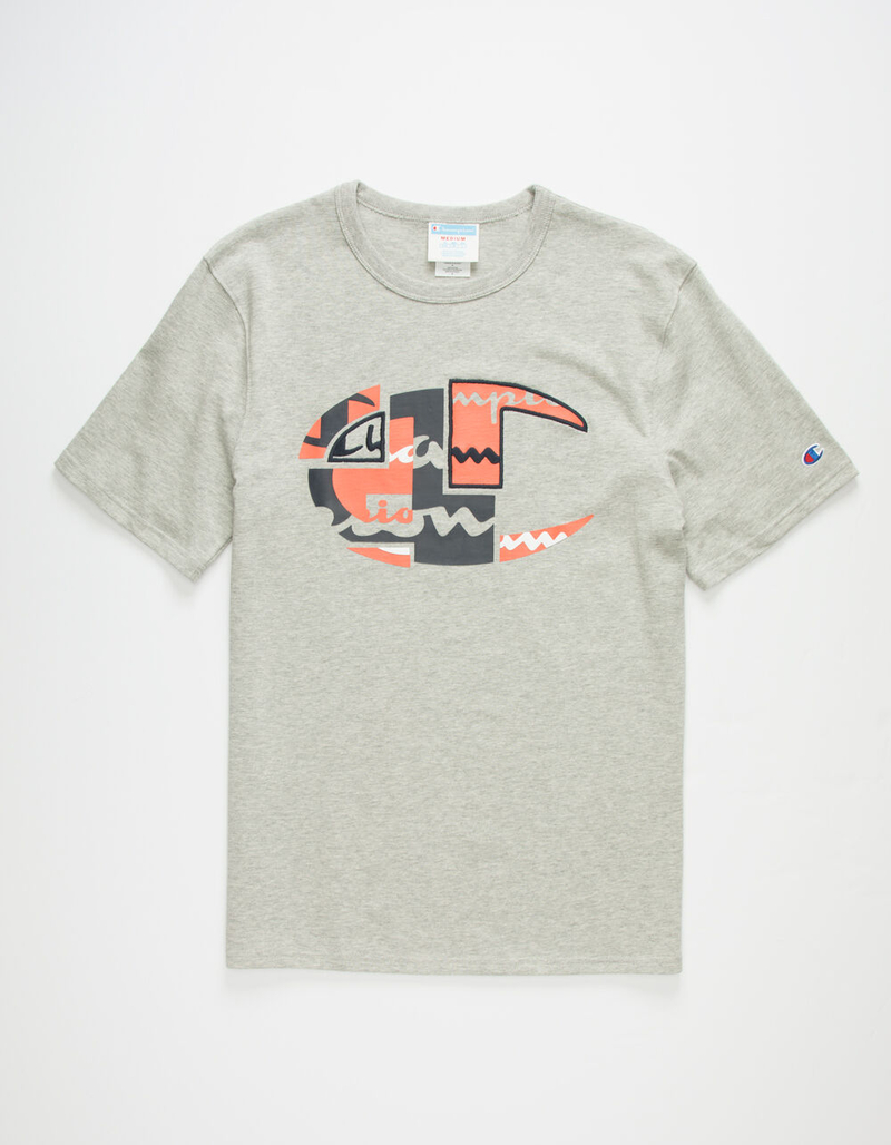 CHAMPION Logo Patchwork Heather Mens T-Shirt image number 0