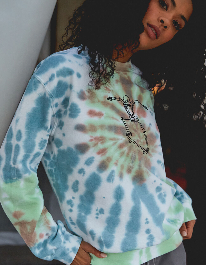 FULL TILT Tie Dye Skeleton Womens Sweatshirt image number 0