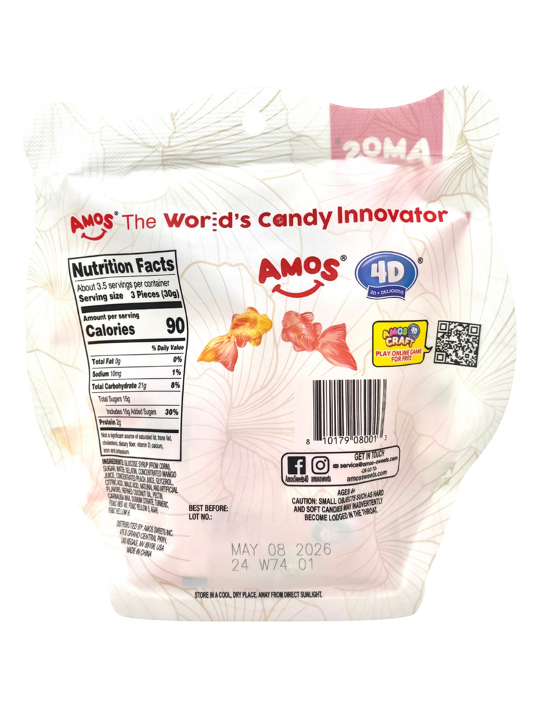 AMOS 4D Lucky Fish Peach & Mango Gummy Candy image number 1