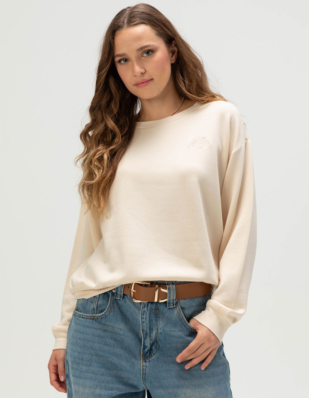 ROXY Surfing By Moonlight Womens Lightweight Crewneck Sweatshirt