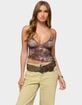 EDIKTED Embroidered Asymmetric Printed Mesh Top image number 1
