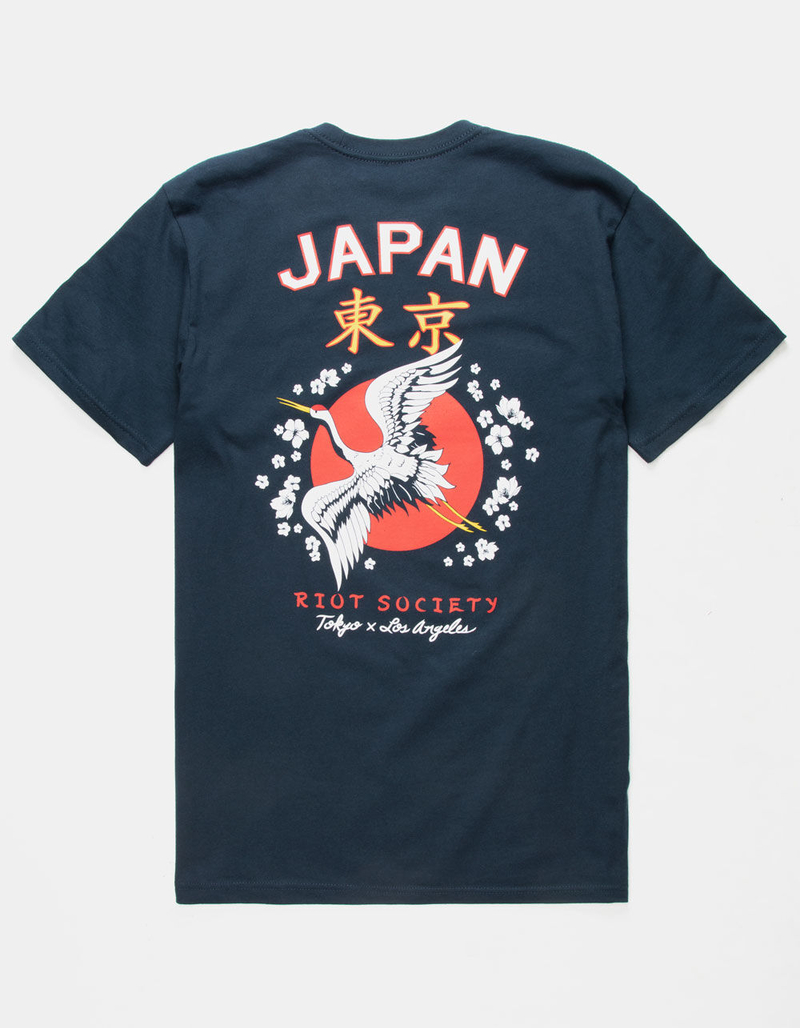RIOT SOCIETY Flying Crane Mens T-Shirt image number 0