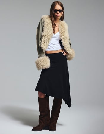 FULL TILT Womens Asymmetric Midi Skirt Primary Image