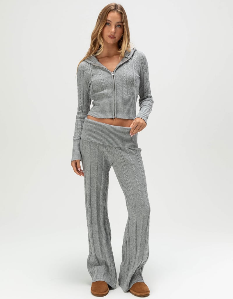 FULL TILT Cable Knit Womens Fold Over Pants image number 4
