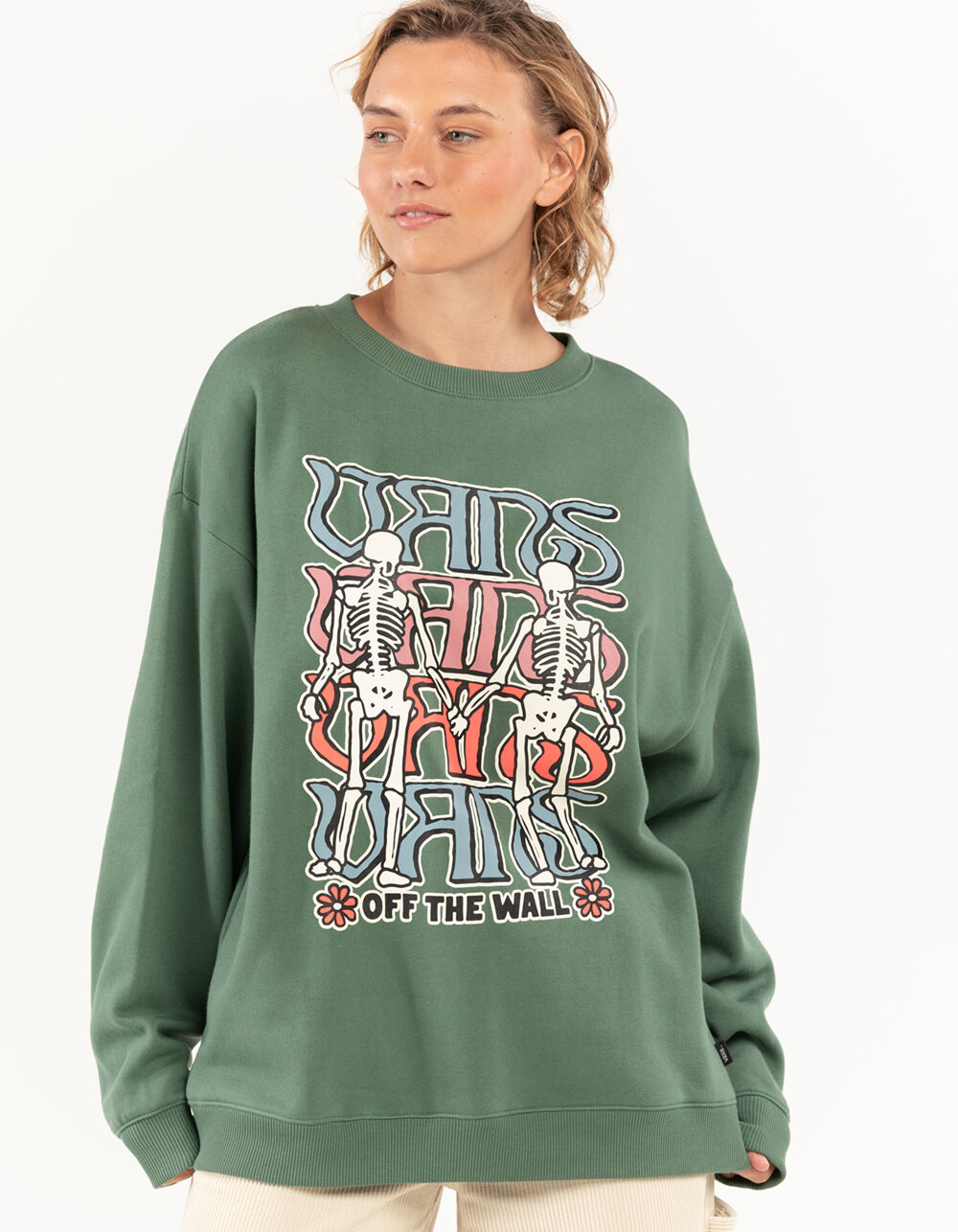 VANS Gem N Eyes Womens Oversized Crewneck Sweatshirt - SPRUCE | Tillys
