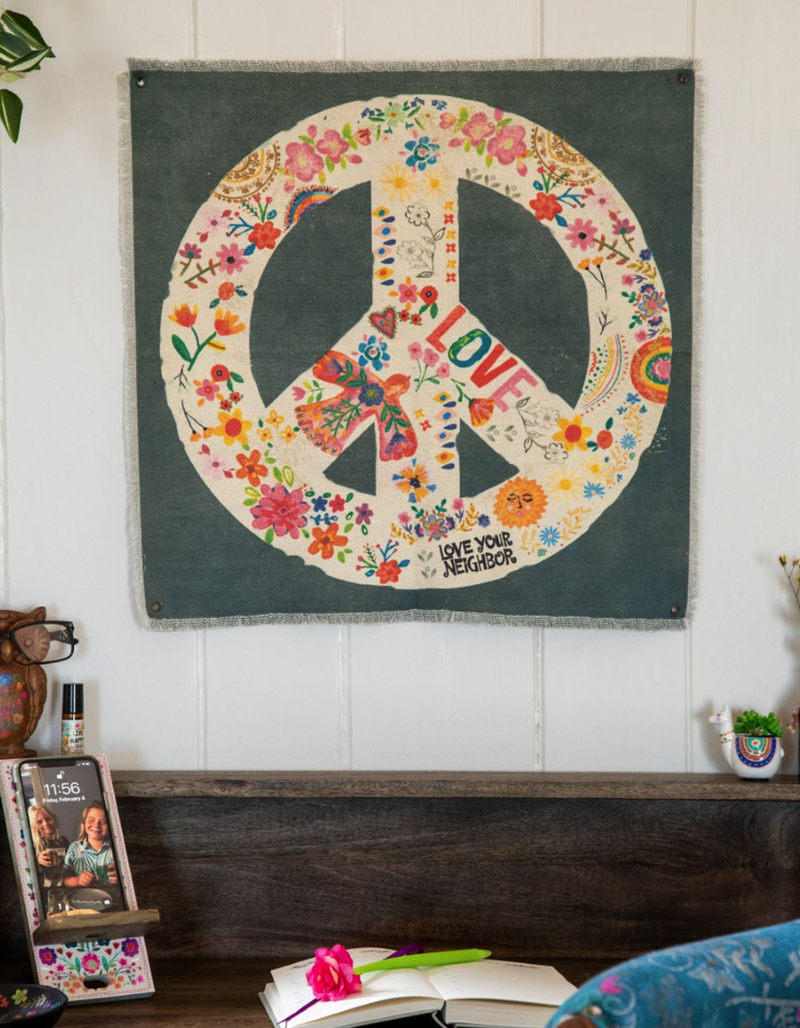 NATURAL LIFE Canvas Peace Sign Tapestry image number 1