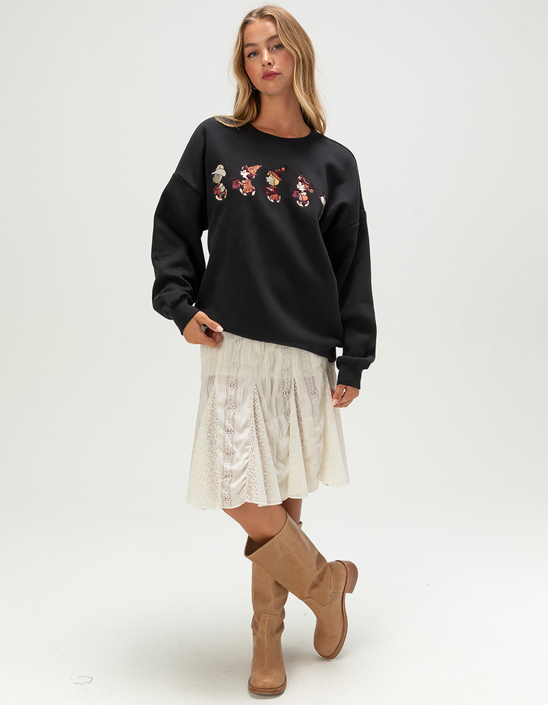 RSQ x Peanuts Embroidered Womens Crewneck Sweatshirt image number 1