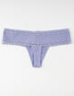 FULL TILT Lace Trim Rib Lilac Thong image number 2