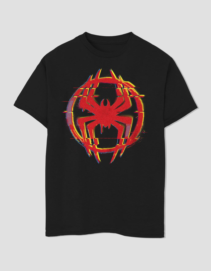 SPIDERMAN Glitch Logo Unisex Kids Tee BLACK Tillys
