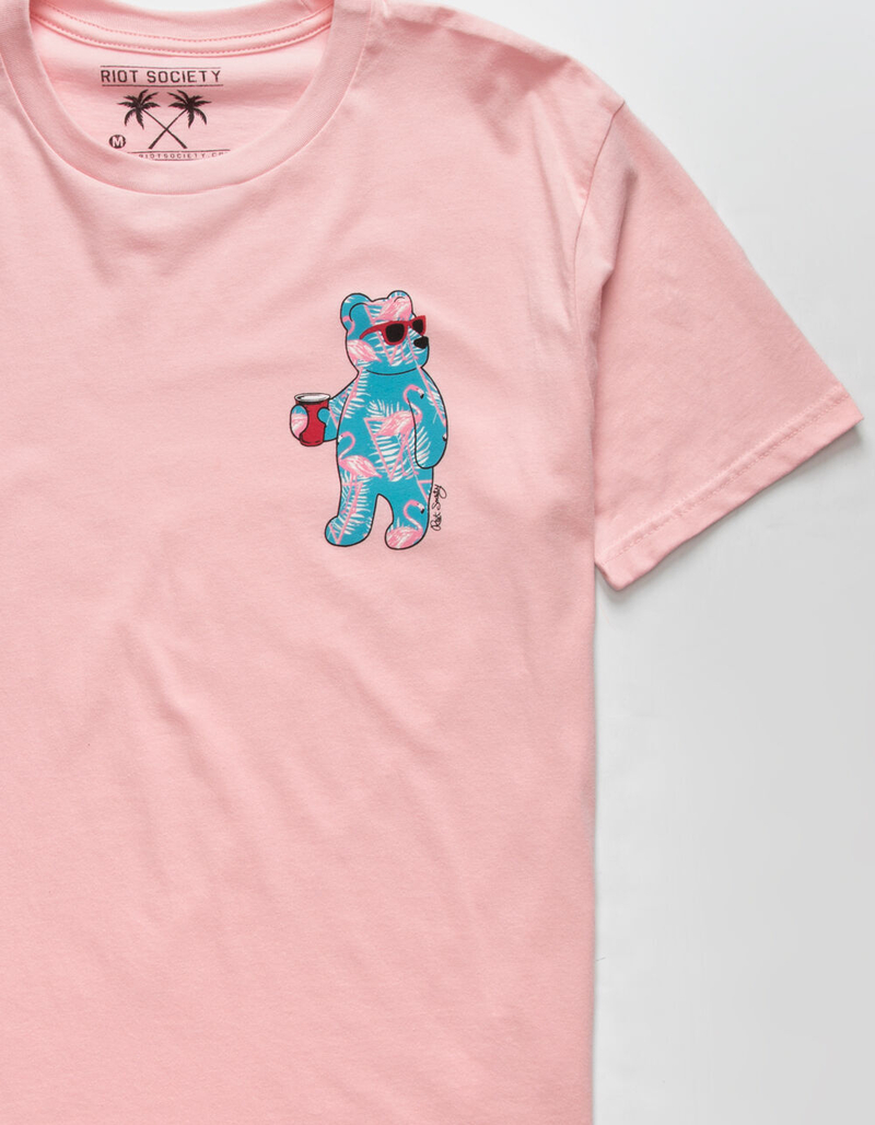 RIOT SOCIETY Flamingo Bear Mens T-Shirt image number 3