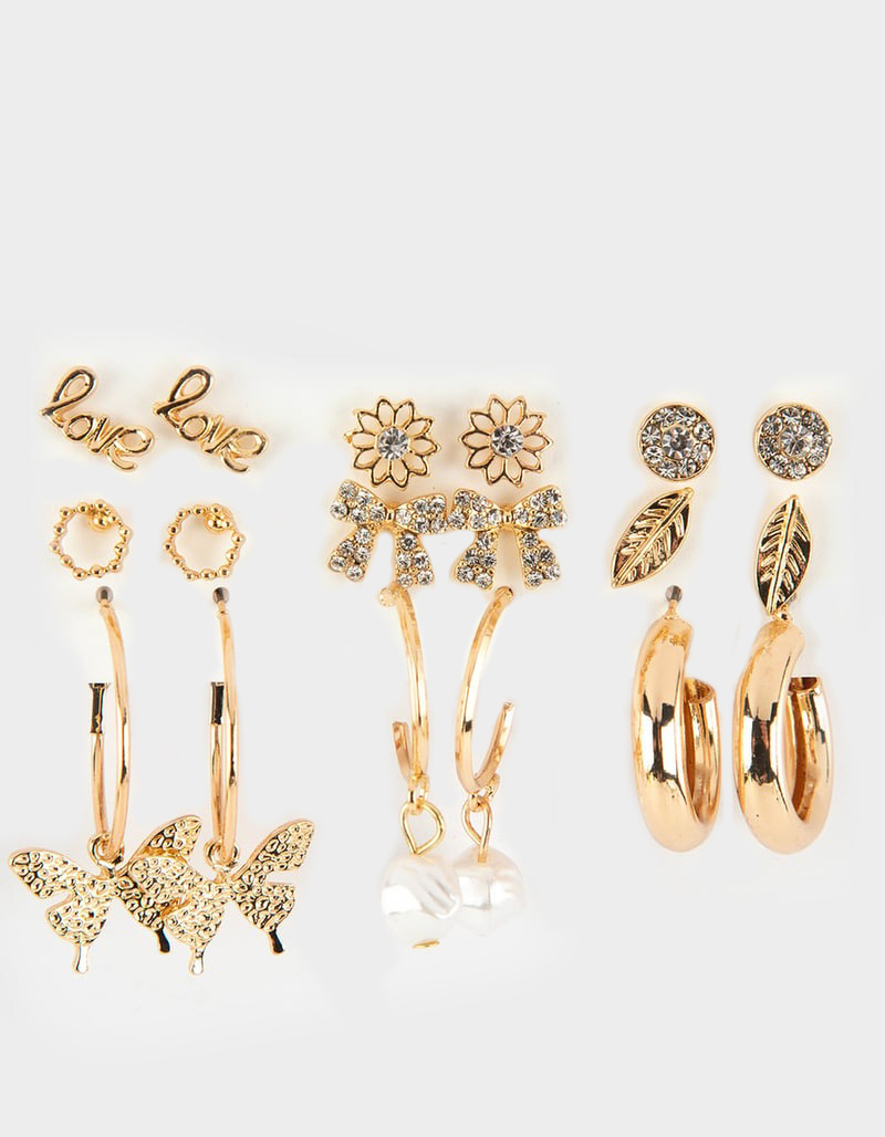 FULL TILT 9 Pack Butterfly Pearl Earring Set image number 0