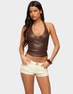 EDIKTED Vaya Studded Faux Leather Halter Top image number 1
