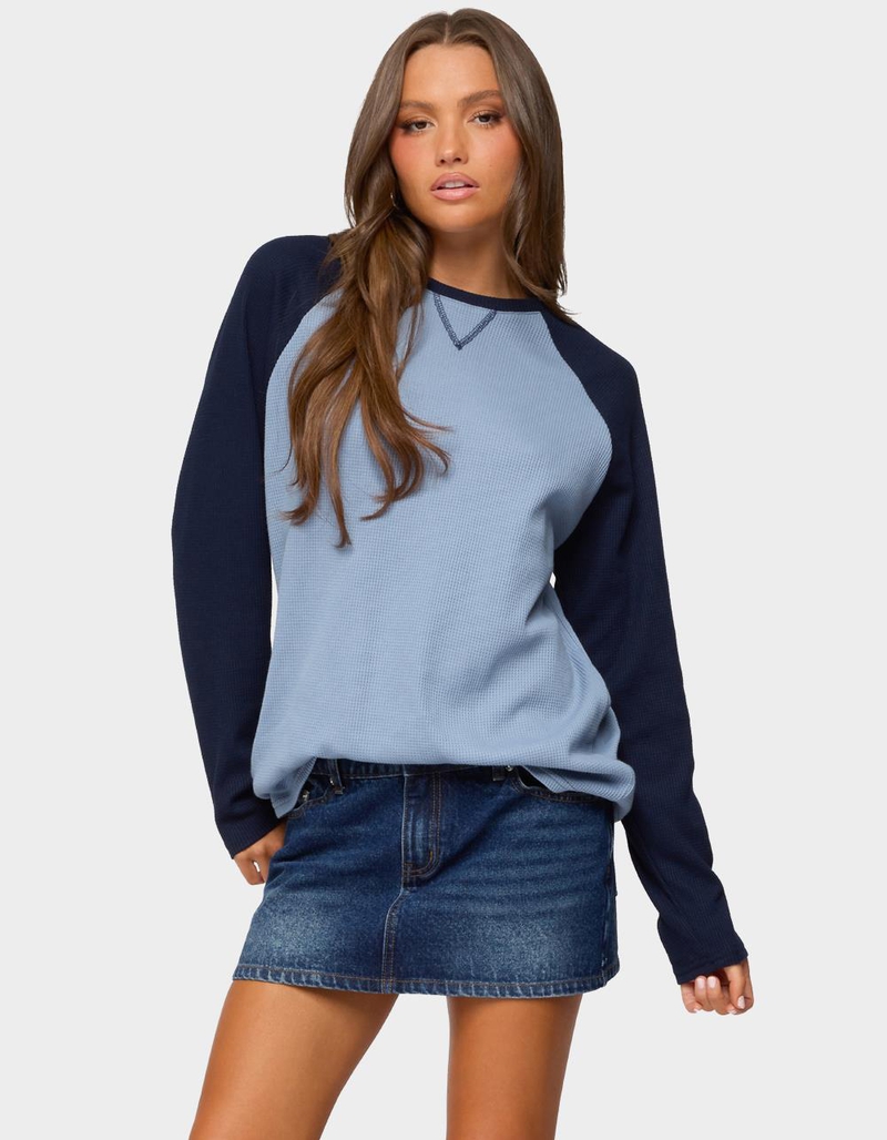 EDIKTED Me Time Oversized Waffle Top image number 0
