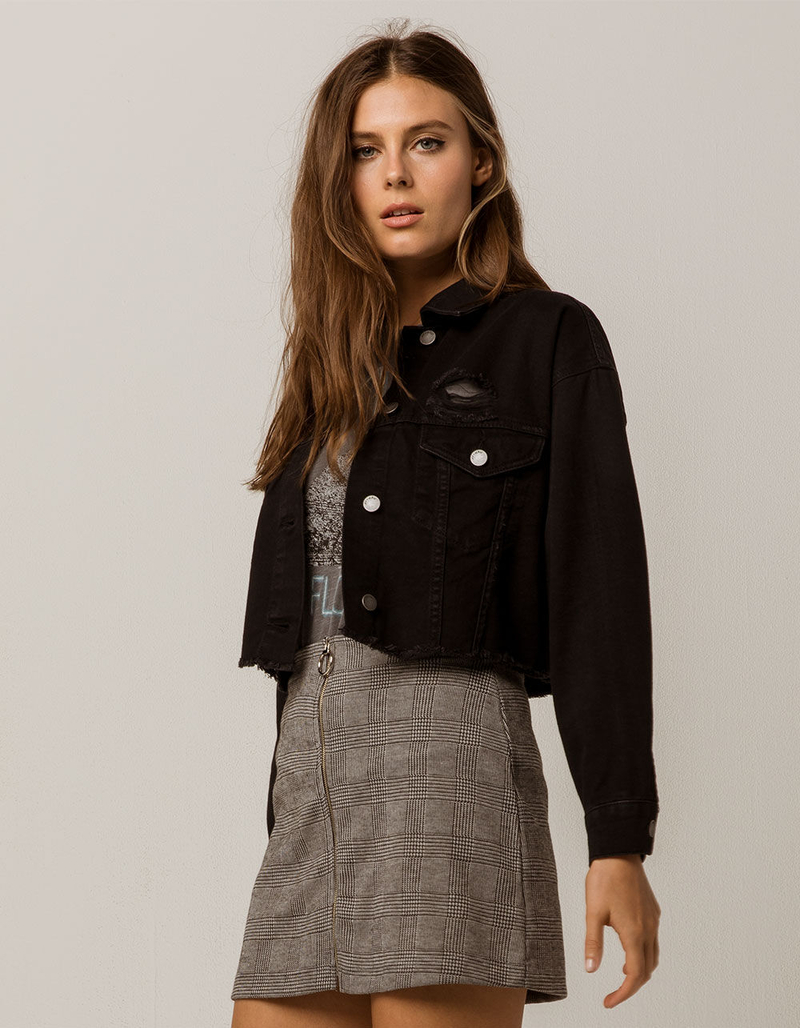 IVY & MAIN Crop Womens Ripped Denim Jacket image number 0