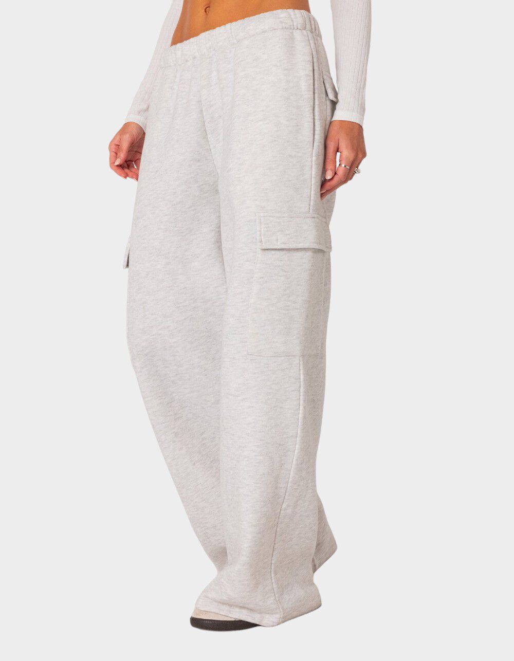 EDIKTED Wide Leg Cargo Sweatpants - GRAY | Tillys