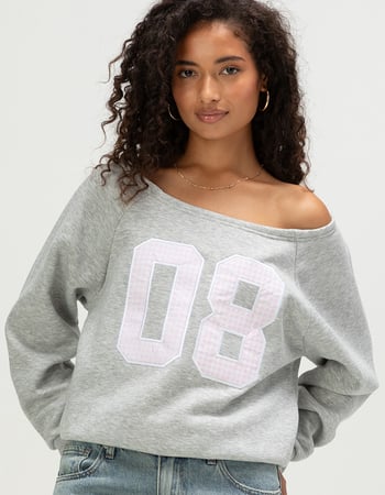 FULL TILT Womens Off The Shoulder Number Sweatshirt Primary Image